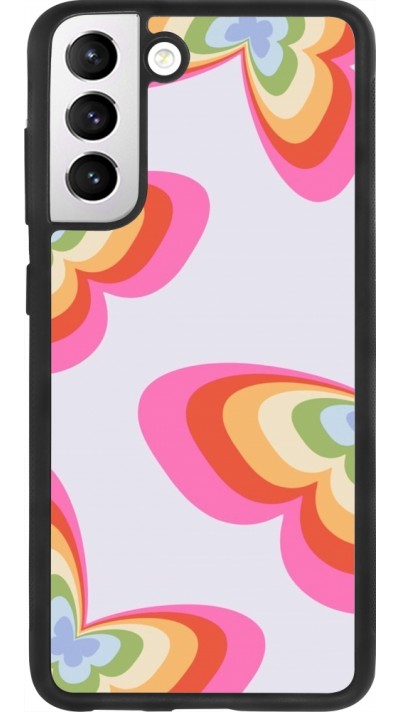 Coque Samsung Galaxy S21 FE 5G - Silicone rigide noir Easter 2024 rainbow butterflies