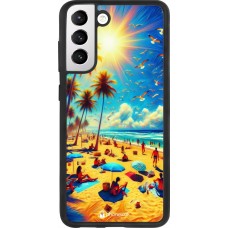 Coque Samsung Galaxy S21 FE 5G - Silicone rigide noir Été Paradis Paint