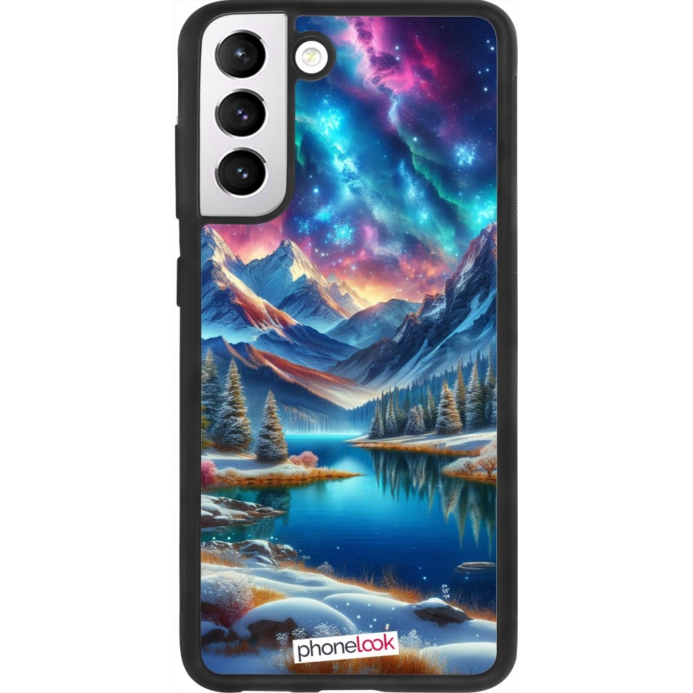 Coque Samsung Galaxy S21 FE 5G - Silicone rigide noir Fantasy Mountain Lake Sky Stars