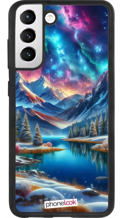 Coque Samsung Galaxy S21 FE 5G - Silicone rigide noir Fantasy Mountain Lake Sky Stars