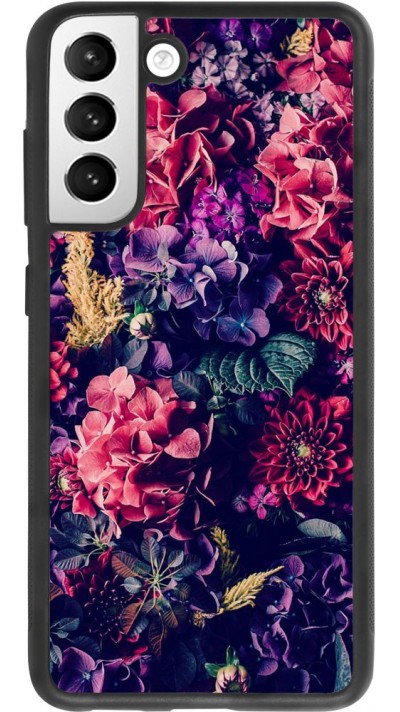 Hülle Samsung Galaxy S21 FE 5G - Silikon schwarz Flowers Dark