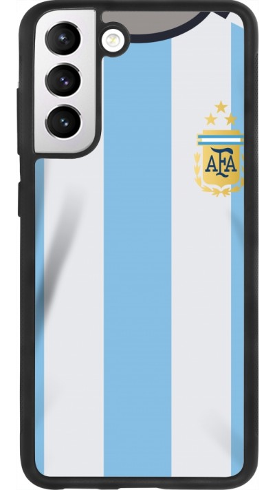 Coque Samsung Galaxy S21 FE 5G - Silicone rigide noir Maillot de football Argentine 2022 personnalisable