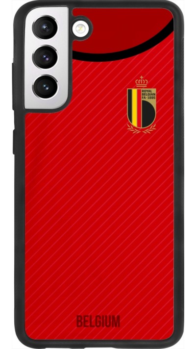 Coque Samsung Galaxy S21 FE 5G - Silicone rigide noir Maillot de football Belgique 2022 personnalisable