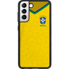 Coque Samsung Galaxy S21 FE 5G - Silicone rigide noir Maillot de football Brésil 2022 personnalisable