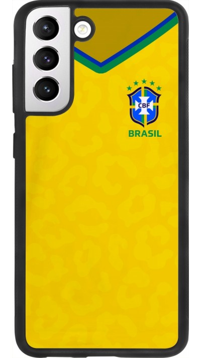 Coque Samsung Galaxy S21 FE 5G - Silicone rigide noir Maillot de football Brésil 2022 personnalisable