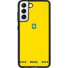 Coque Samsung Galaxy S21 FE 5G - Silicone rigide noir Maillot de football Bresil 2026 personnalisable