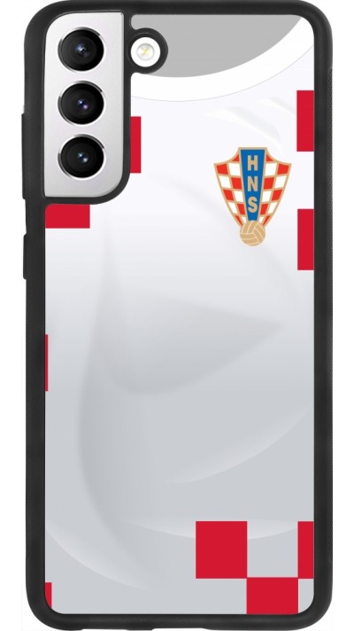 Coque Samsung Galaxy S21 FE 5G - Silicone rigide noir Maillot de football Croatie 2022 personnalisable