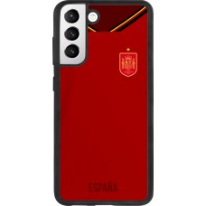 Coque Samsung Galaxy S21 FE 5G - Silicone rigide noir Maillot de football Espagne 2022 personnalisable