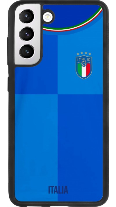 Coque Samsung Galaxy S21 FE 5G - Silicone rigide noir Maillot de football Italie 2022 personnalisable