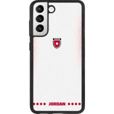 Coque Samsung Galaxy S21 FE 5G - Silicone rigide noir Maillot de football Jordanie 2026 personnalisable