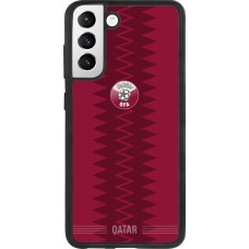 Coque Samsung Galaxy S21 FE 5G - Silicone rigide noir Maillot de football Qatar 2026 personnalisable
