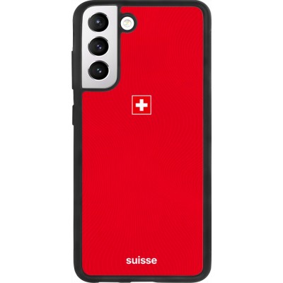Coque Samsung Galaxy S21 FE 5G - Silicone rigide noir Maillot de football Suisse 2026 personnalisable