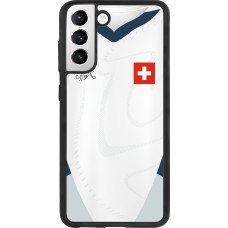 Coque Samsung Galaxy S21 FE 5G - Silicone rigide noir Maillot de football Suisse Extérieur personnalisable