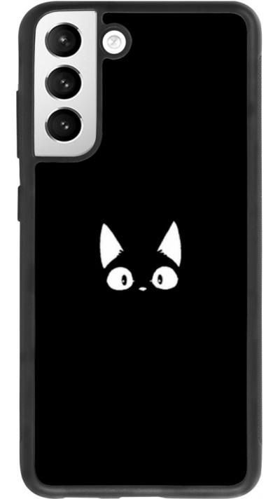 Coque Samsung Galaxy S21 FE 5G - Silicone rigide noir Funny cat on black