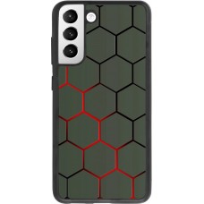 Coque Samsung Galaxy S21 FE 5G - Silicone rigide noir Geometric Line red