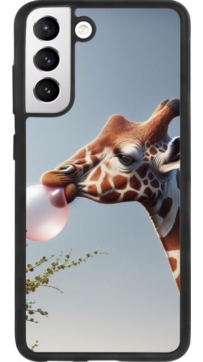 Samsung Galaxy S21 FE 5G Case Hülle - Silikon schwarz Giraffe mit Blase