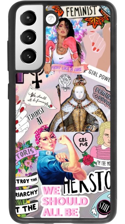 Coque Samsung Galaxy S21 FE 5G - Silicone rigide noir Girl Power Collage