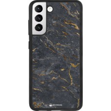 Coque Samsung Galaxy S21 FE 5G - Silicone rigide noir Grey Gold Marble