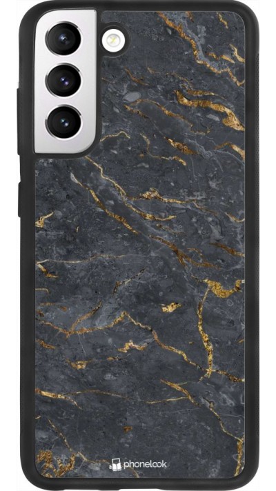 Coque Samsung Galaxy S21 FE 5G - Silicone rigide noir Grey Gold Marble