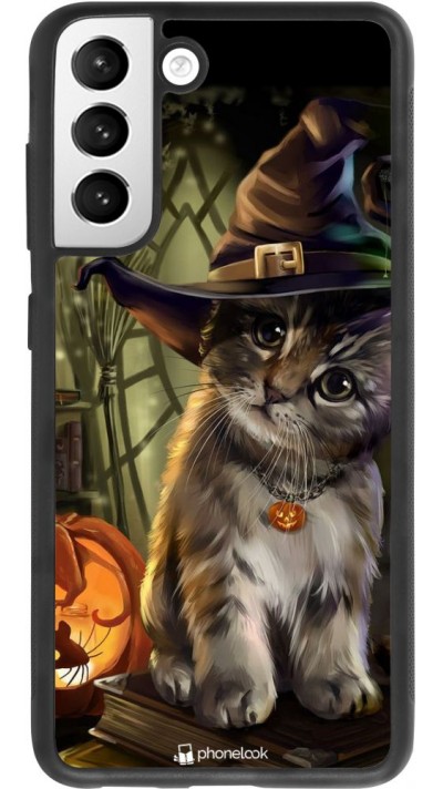 Coque Samsung Galaxy S21 FE 5G - Silicone rigide noir Halloween 21 Witch cat