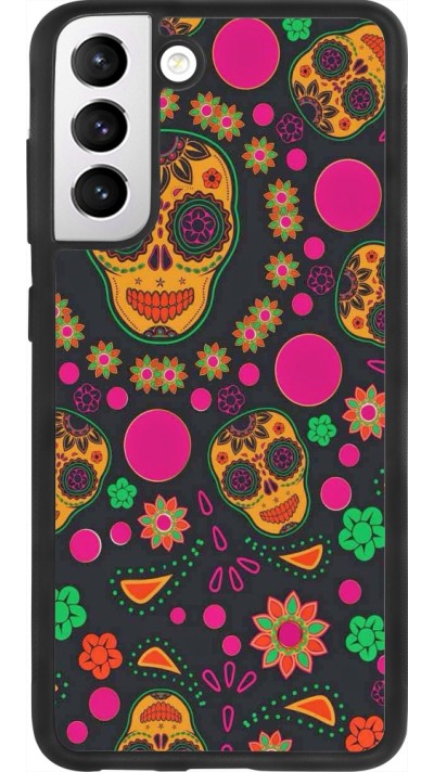 Samsung Galaxy S21 FE 5G Case Hülle - Silikon schwarz Halloween 22 colorful mexican skulls