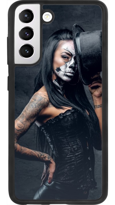 Coque Samsung Galaxy S21 FE 5G - Silicone rigide noir Halloween 22 Tattooed Girl