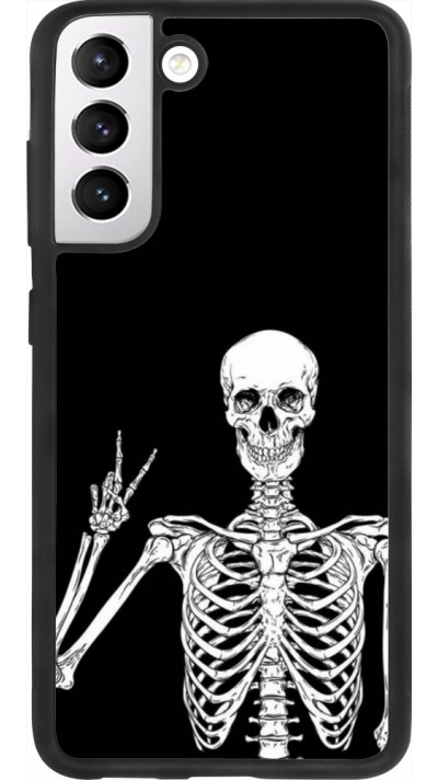 Samsung Galaxy S21 FE 5G Case Hülle - Silikon schwarz Halloween 2023 peace skeleton