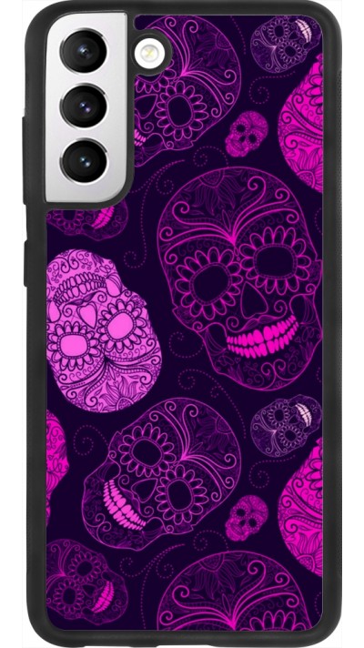 Samsung Galaxy S21 FE 5G Case Hülle - Silikon schwarz Halloween 2023 pink skulls