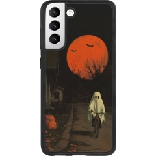 Coque Samsung Galaxy S21 FE 5G - Silicone rigide noir Halloween 2025 Ghost on a bicycle