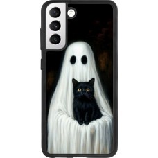 Coque Samsung Galaxy S21 FE 5G - Silicone rigide noir Halloween 2025 Ghost with black cat