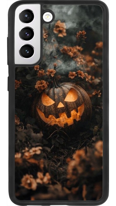 Coque Samsung Galaxy S21 FE 5G - Silicone rigide noir Halloween 2025 Pumpkin with flowers