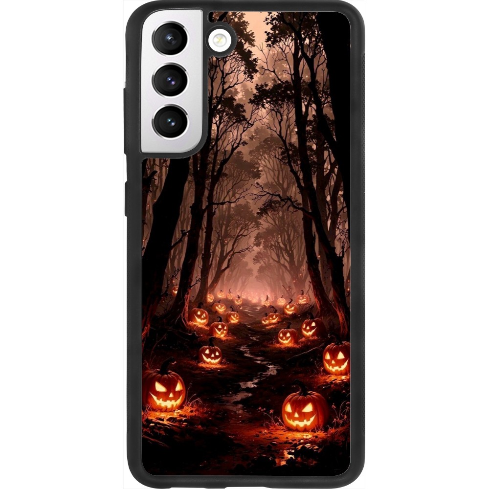 Coque Samsung Galaxy S21 FE 5G - Silicone rigide noir Halloween 2025 Road of Terrifying Pumpkins