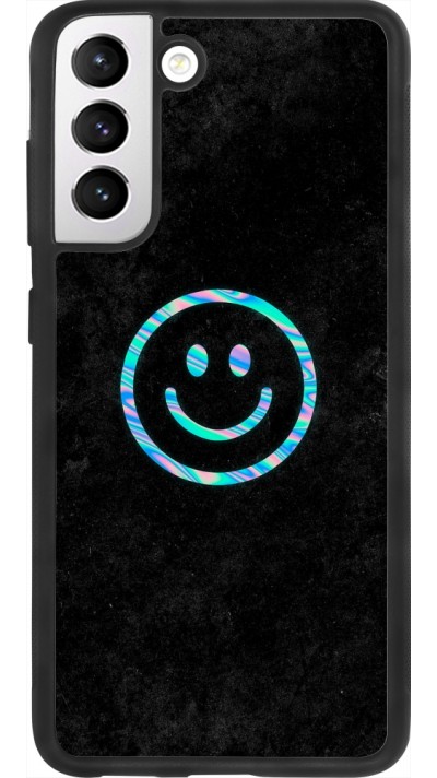 Coque Samsung Galaxy S21 FE 5G - Silicone rigide noir Happy smiley irisé