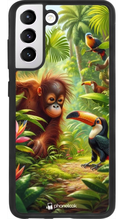 Coque Samsung Galaxy S21 FE 5G - Silicone rigide noir Jungle Tropicale Tayrona