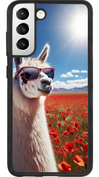 Coque Samsung Galaxy S21 FE 5G - Silicone rigide noir Lama Chic en Coquelicot