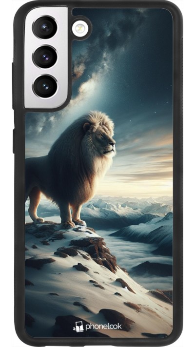Coque Samsung Galaxy S21 FE 5G - Silicone rigide noir Le lion blanc
