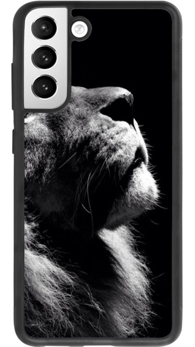 Coque Samsung Galaxy S21 FE 5G - Silicone rigide noir Lion looking up