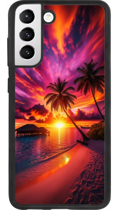 Coque Samsung Galaxy S21 FE 5G - Silicone rigide noir Maldives Dusk Bliss