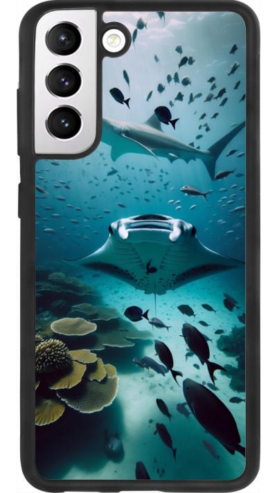 Coque Samsung Galaxy S21 FE 5G - Silicone rigide noir Manta Lagon Nettoyage