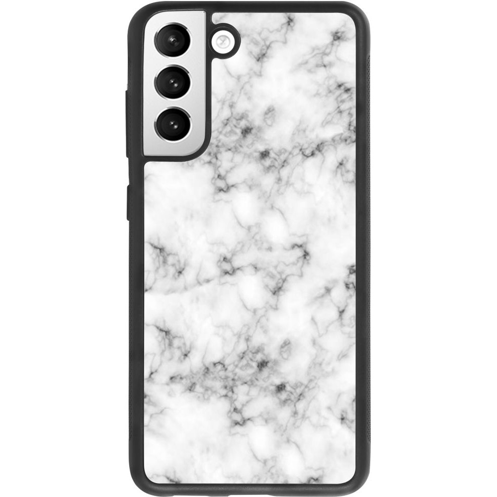 Coque Samsung Galaxy S21 FE 5G - Silicone rigide noir Marble 01