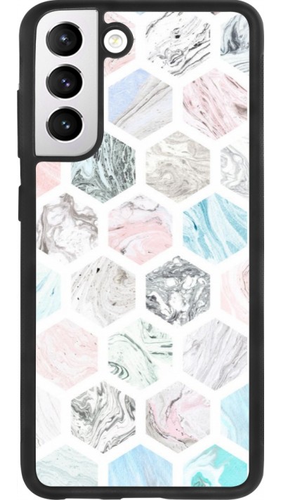 Samsung Galaxy S21 FE 5G Case Hülle - Silikon schwarz Marble Everything