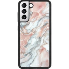 Samsung Galaxy S21 FE 5G Case Hülle - Silikon schwarz Rosa Leuchtender Marmor
