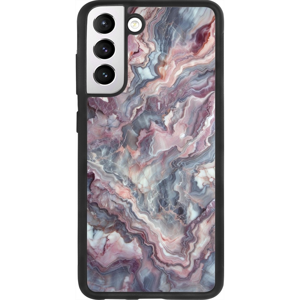 Samsung Galaxy S21 FE 5G Case Hülle - Silikon schwarz Violetter silberner Marmor