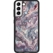 Samsung Galaxy S21 FE 5G Case Hülle - Silikon schwarz Violetter silberner Marmor