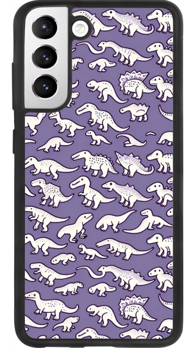 Samsung Galaxy S21 FE 5G Case Hülle - Silikon schwarz Mini-Dino-Muster violett