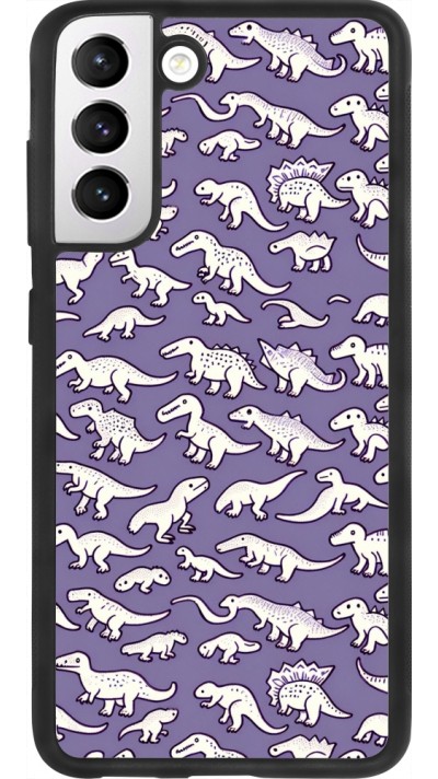 Coque Samsung Galaxy S21 FE 5G - Silicone rigide noir Mini dino pattern violet