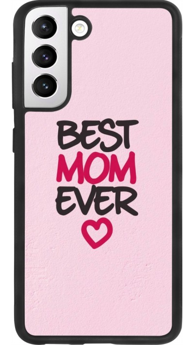 Coque Samsung Galaxy S21 FE 5G - Silicone rigide noir Mom 2023 best Mom ever pink