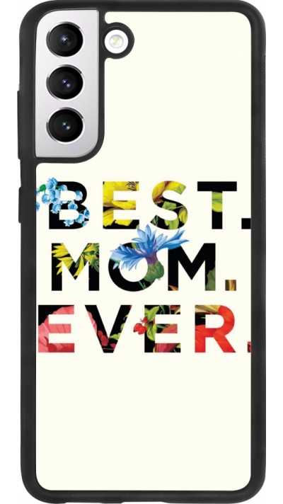 Coque Samsung Galaxy S21 FE 5G - Silicone rigide noir Mom 2023 best Mom ever flowers