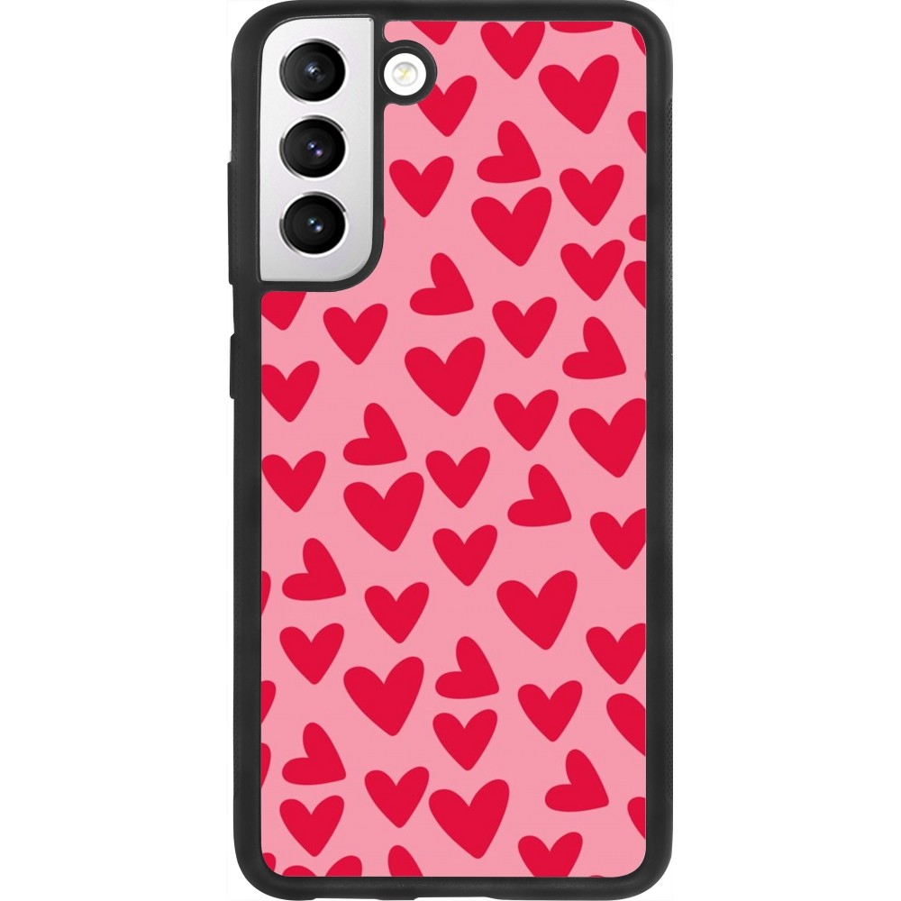 Coque Samsung Galaxy S21 FE 5G - Silicone rigide noir Mom 2024 petits coeurs