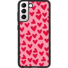 Coque Samsung Galaxy S21 FE 5G - Silicone rigide noir Mom 2024 petits coeurs